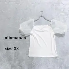 《新品タグ付き》allamanda アラマンダ半袖トップス ホワイト白サイズ38