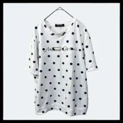 1435　hanako【FREE】半袖　Tシャツ　水玉　ドット　綿　日本製　白