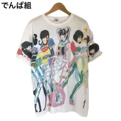 でんぱ組　グッズ　Tシャツ　プリント　半袖　ホワイト　アイドル　丸首　綿　L