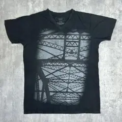 ALFANI Tシャツ　ブラック　半袖　メンズ　M コットン プリントT