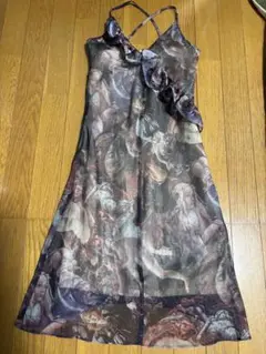 GITANOアートプリント フリル付きドレス