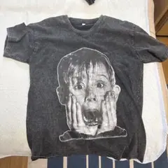 顔プリント グレー Tシャツ