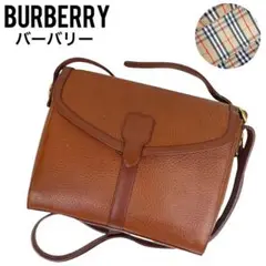 ✨美品✨ バーバリー ショルダーバッグ ノバチェック ホースロゴ レザー 茶色