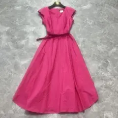 極美品♡近年品　マックスマーラ　ロングワンピース　ベルト　ピンク　フレア　36