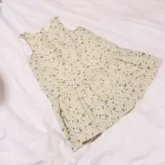 花柄ノースリーブワンピース 薄い黄色