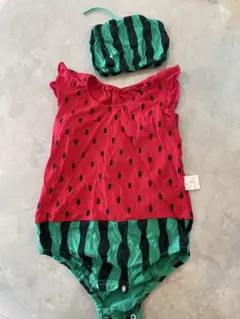 すいかロンパース　帽子つき