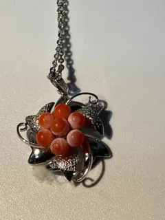 淡路島 みさき荘 本珊瑚 ネックレス 装飾品 赤珊瑚 silver