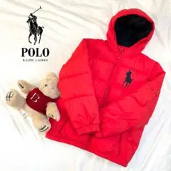 【ロゴ刺繍】POLO RALPH LAUREN ビックロゴ ダウンジャケット 赤