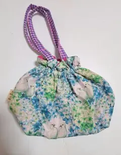 fafa (フェフェ) 巾着風バッグ・ランチポーチ 鳩と花