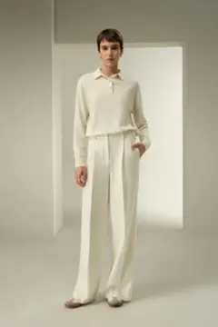 【新品タグ付】リリーシルク シルクウールツイードブレンド　ハイウエスト　パンツ
