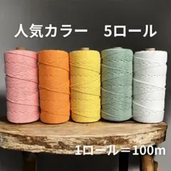 【フォロワー様にナスカン2つ】　マクラメ糸3mm 100m 5ロール　セット