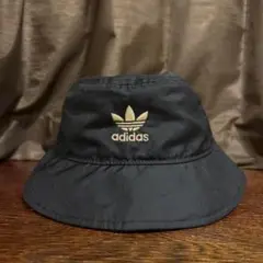adidas バケットハット 黒 ゴールド刺繍ロゴ 男女兼用 美品