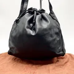 上品✨ロエベ 巾着 アナグラム ショルダーバッグ ブラック ナッパレザー ロゴ