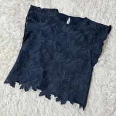 【c5744】✨美品✨Viaggio Blu カットソー　ネイビー　レース