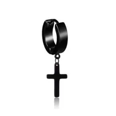 【訳あり品】ピアス　黒　ブラック　メンズ　韓国　十字架　クロス　パンク