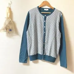 【SCAPA スキャパ】ニットカーディガン♡柄入り♡グリーン♡薄手ニット