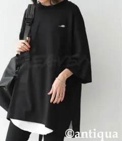 antiqua 「SEAVEN」EMBROIDERY ロゴT（ブラック）