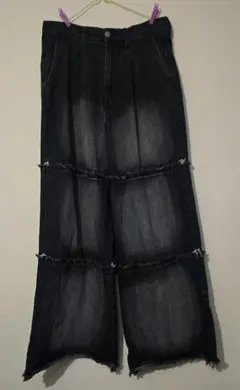 【Alfred Alex】タックセミフレアデニムパンツ