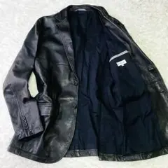 美品　ポールスミス　テーラードジャケット　ラムレザー　羊革　ブラック　2B