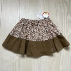 テータテートママコラボ　小花柄　コーデュロイ　切替スカート　ミニスカートインパン
