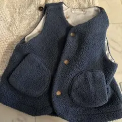 UNIQLO ベビーベスト 80 ネイビー ボア