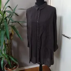 ハルメク　チュニックブラウス　ゆったり　ブラウン