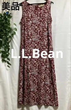 美品　LLビーン 花柄ノースリーブワンピース　 ワイン色　サイズS 日本製