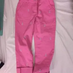 新品BrooksBrothers　錨刺繍入りピンクロングパンツ　140