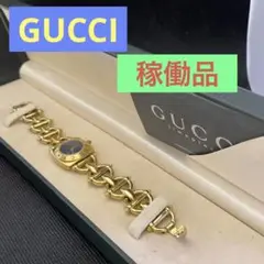 グッチGUCCI 6400L ホースビット ブラック 稼働品 レディース腕時計