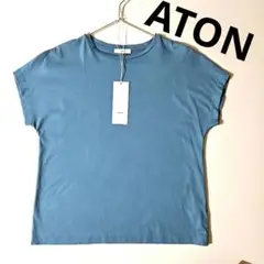ATONエイトン⭐SUVIN 60/2 キャップスリーブTシャツ ブルーグレー