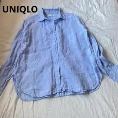 ユニクロ　UNIQLO ★シャツ　リネンシャツ　Mサイズ　ブルー水色