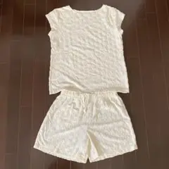 GUクリーム色 星模様 ルームウェア 上下セット 半袖 Tシャツ ショートパンツ