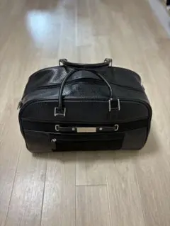 【美品】Black&White ボストンバッグ レザー×スエード 大容量 黒