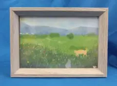 風景画 猫と犬
