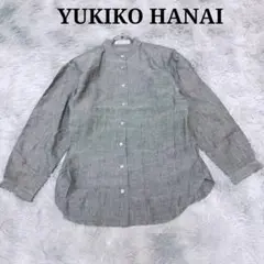 【 YUKIKO HANAI】 バンドカラーシャツ リネンチュニック グレー F