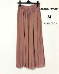 GLOBAL WORK 新品タグ付きサラサラサテンフレアワイド　ピンクブラウン