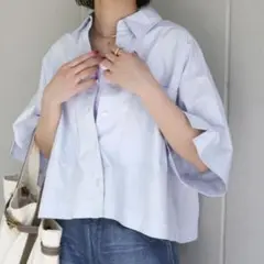 B.C.STOCK クロップド丈シャツ シンプリシテェ 23SS 大きめ 水色