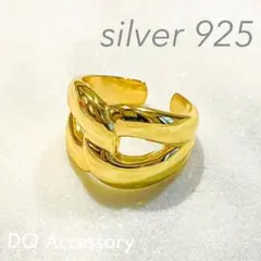 Silver925 オープンリング レディース ゴールド 金 指輪 R-041