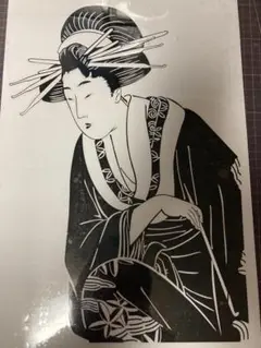 浮世絵ステッカー02　カッティングシート　美人画　キセル1