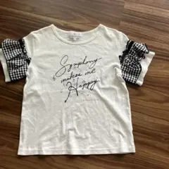 KUMIKYOKU ギンガムチェック フリル袖 Tシャツ 150