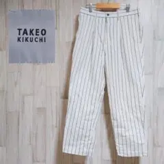 ●TAKEO KIKUCHI● ストレートストライプパンツ ホワイト