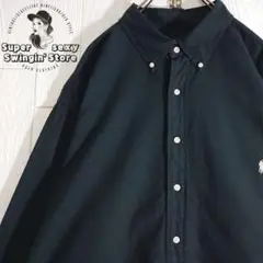 人気 ラルフローレン 長袖シャツ 3XL ブラック オックス ボタンダウン 古着
