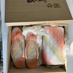 オレンジグラデーション 草履 とバッグ　専用箱付き