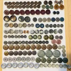 グレー、焦茶色、ネイビー、ボタンセット さまざまなサイズ