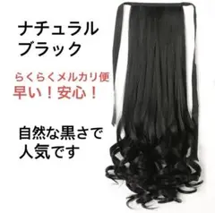 ★大人気★ナチュラルブラック ウィッグ ゆるふわ ポニーテール 黒 エクステ