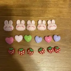 ウサギ・ハート・いちごマグネットセット