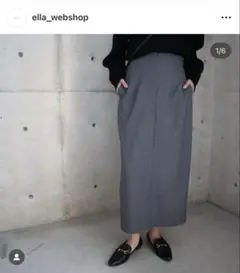 【美品✨】eLLa ダークグレー タイトスカート 後ろウエストゴム前ホック