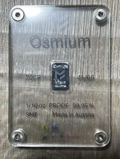 38/66 原子番号76 Os オスミウム 1g インゴット 光沢　希少金属 38/66 原子番号76 Os オスミウム 1g インゴット 光沢 希少金属