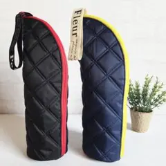 保冷ペットボトルケース＊ナイロンオックスキルト＊ブラック×レッド
