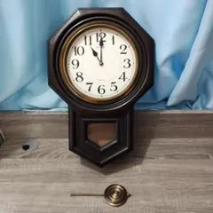 【時計】 SEIKO 壁掛け時計 八角形 木製 電池式 アナログ 振り子時計